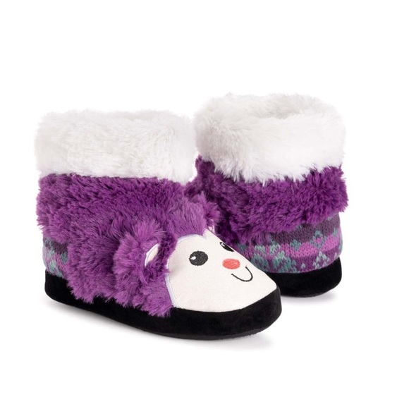 Muk Luks Purple Monkey Slipper Boots Girls Size Large 13-2 or 6-9 Years - Picture 1 of 6
